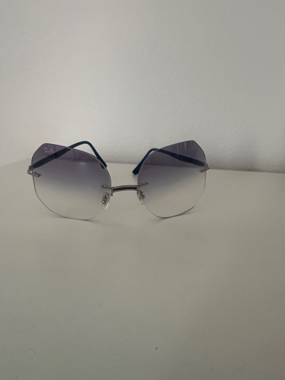 Ray-Ban Purple Gradient Rimless Sunglasses with Silver Bridge
